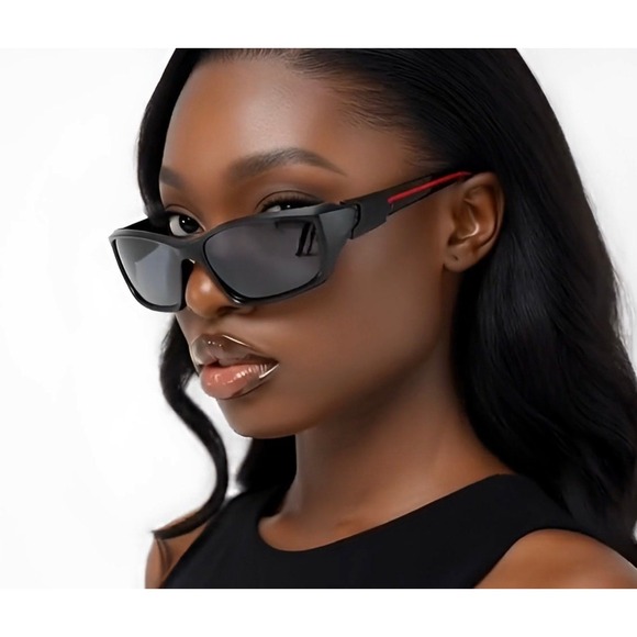 Women Sport Polarized Sunglasses Matte Black Red Accent Performance Safety 2026 - Picture 5 of 10